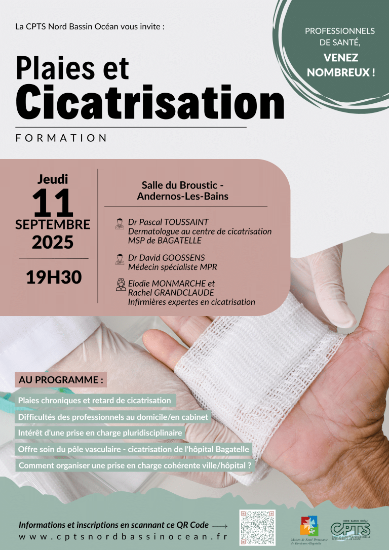 Formation « Plaies et Cicatrisation » à Andernos-les-Bains – Réservez votre place !
