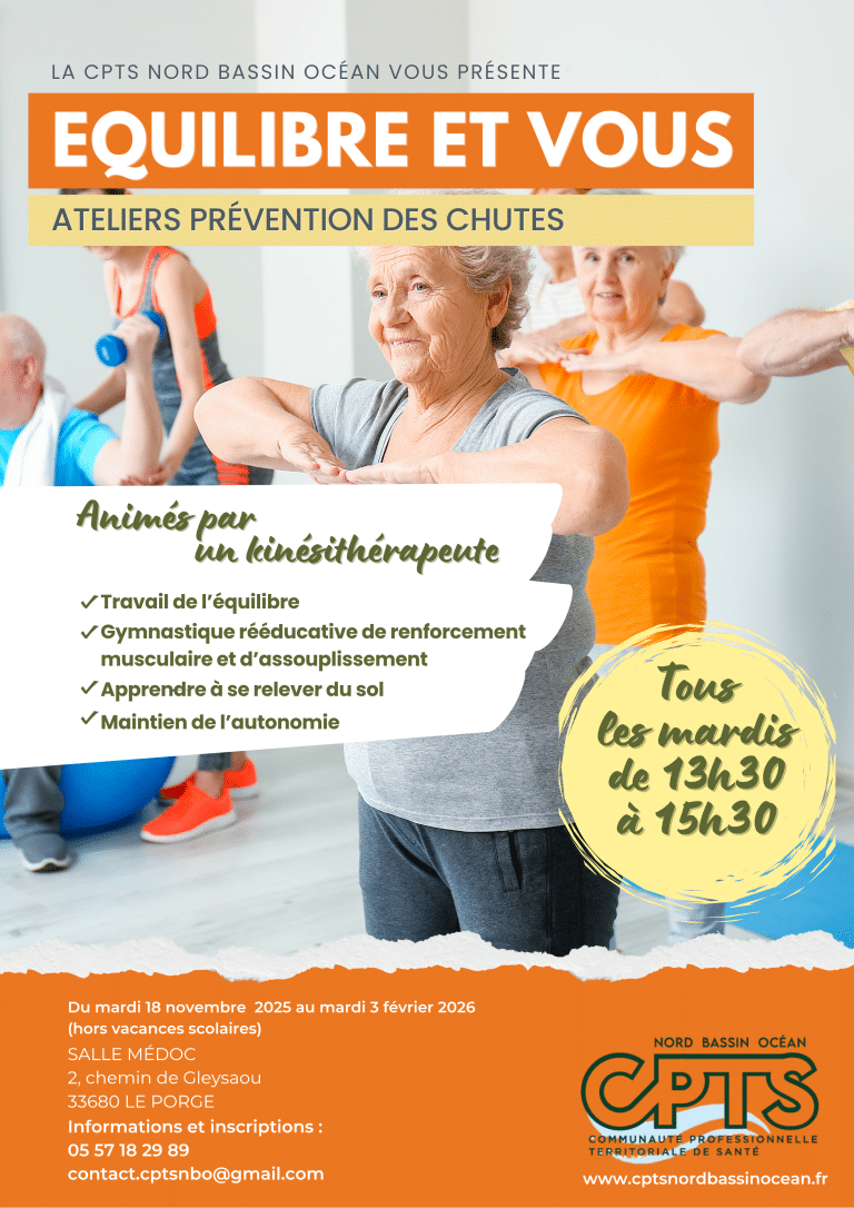 « Équilibre et Vous » : Nos ateliers prévention des chutes arrivent au Porge.